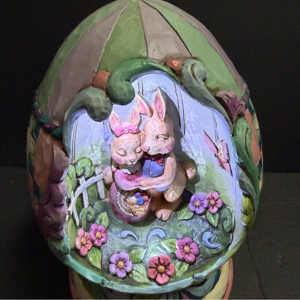 Easter Egg with Bunnies Spring Love Figurine light Up Jim Shore - Picture 5 of 16